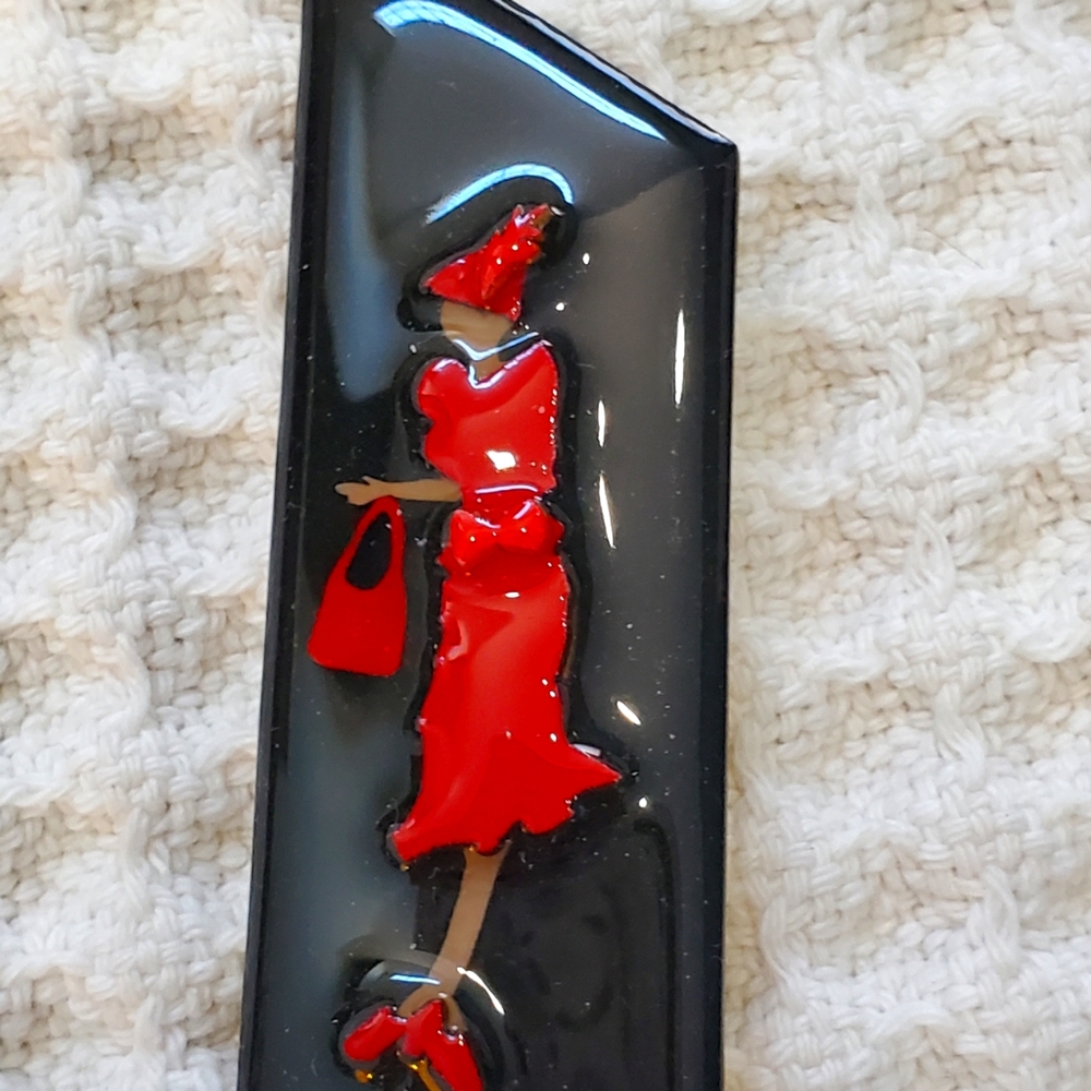 Handmade Lady in Red Pin